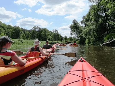 Kayaks on the winding Skarlanka River